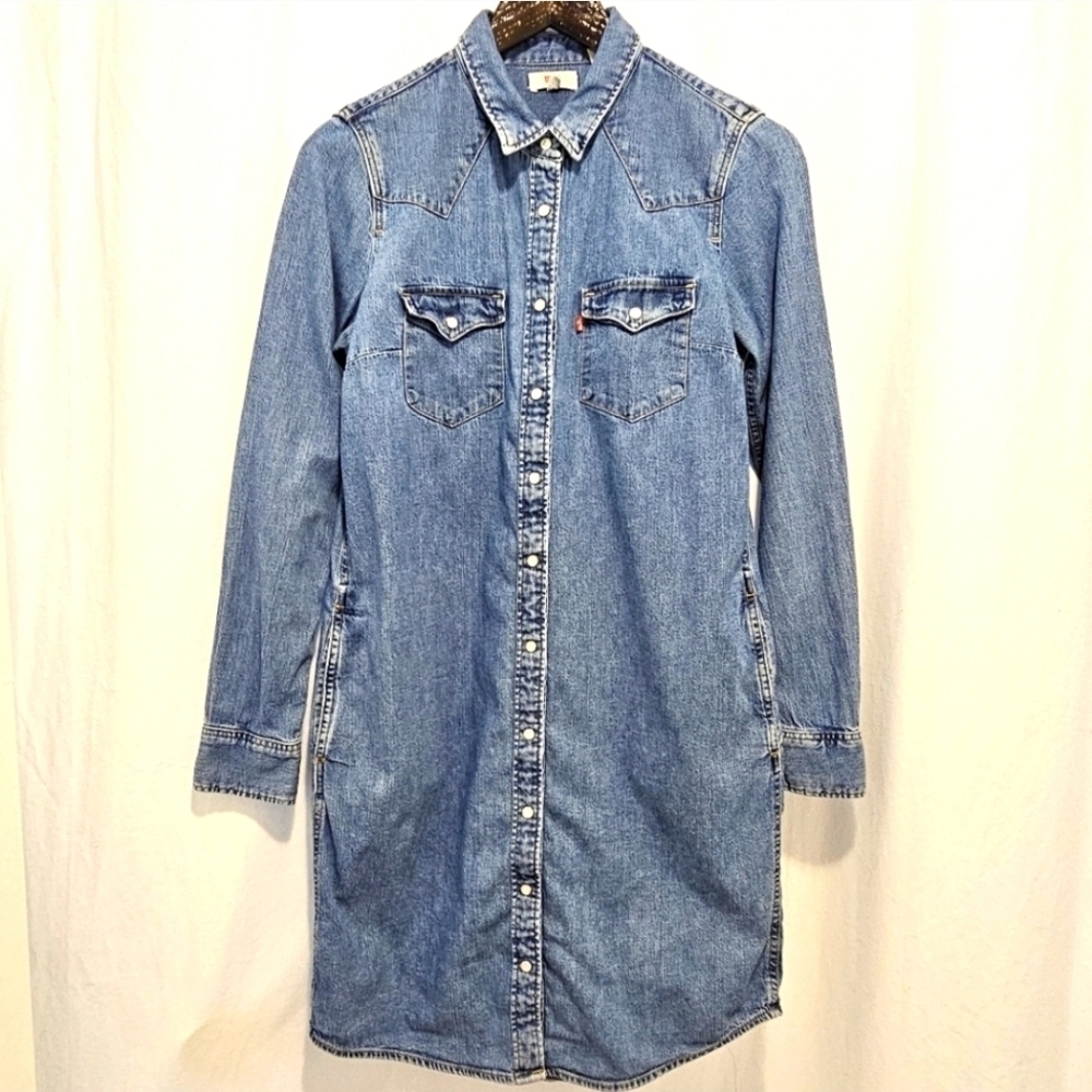 Levi's Long Sleeve Blue Western Denim Shirt Dress